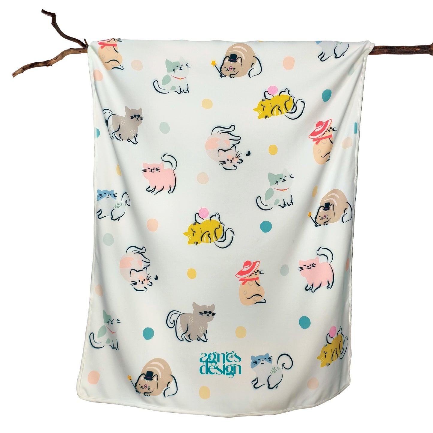 Cozy Cat Cuddle Travel Blanket w Pouch