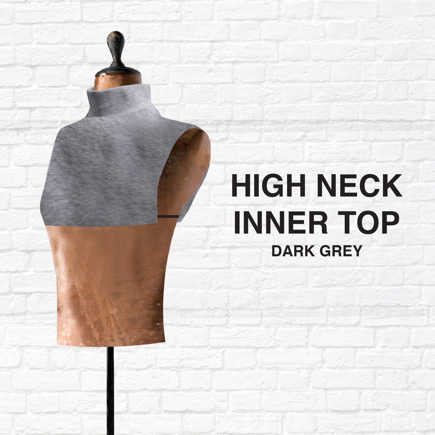 High Neck Inner Top: Dark Grey